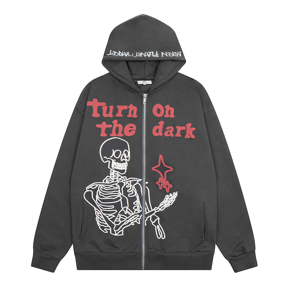 Ascent Rogue Skull Print Hoodie Cardigan-"TURN ON THE DARK" Edition