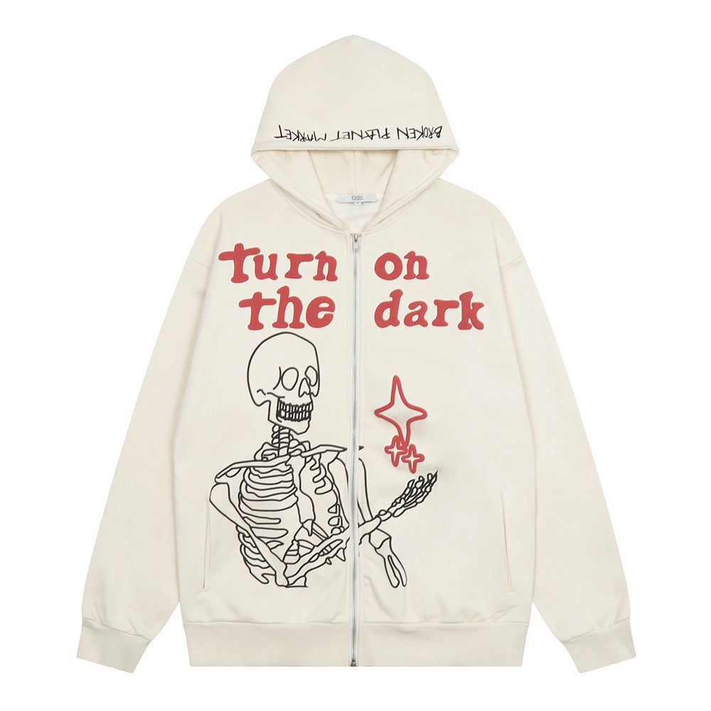 Ascent Rogue Skull Print Hoodie Cardigan-"TURN ON THE DARK" Edition