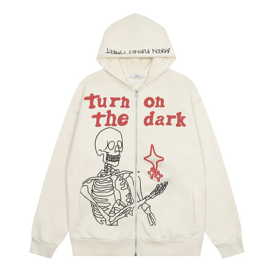 Ascent Rogue Skull Print Hoodie Cardigan-"TURN ON THE DARK" Edition
